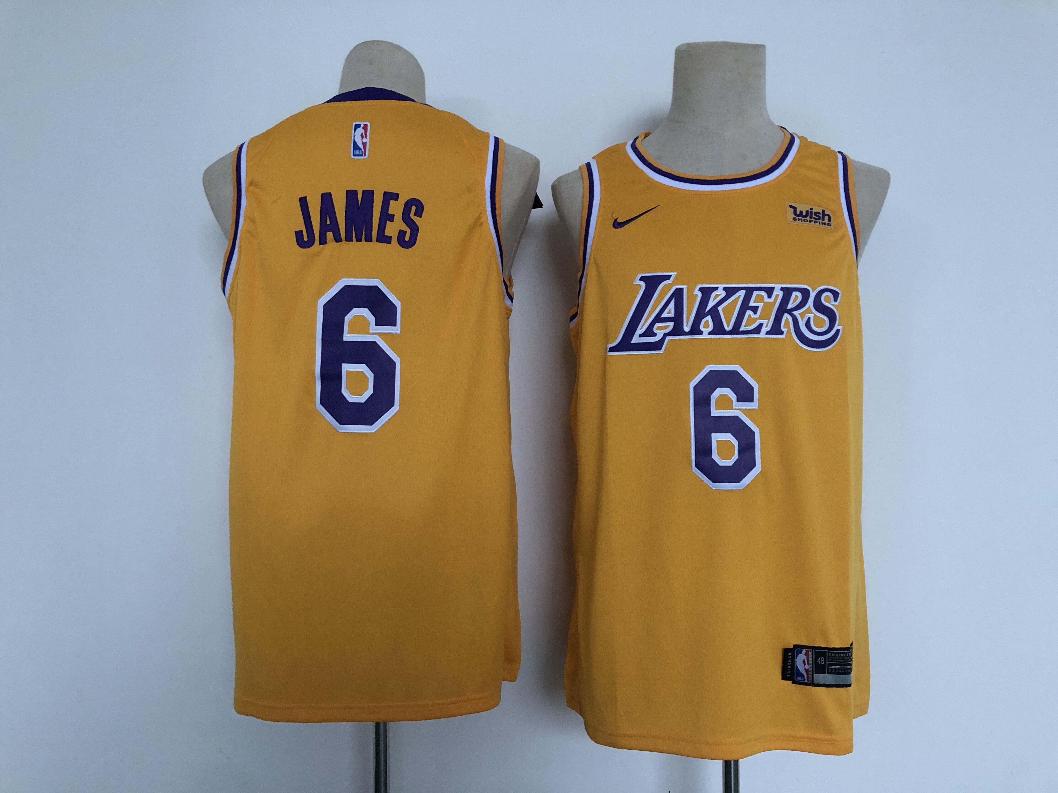 Men Los Angeles Lakers 6 James Yellow Game Nike 2021 NBA Jersey